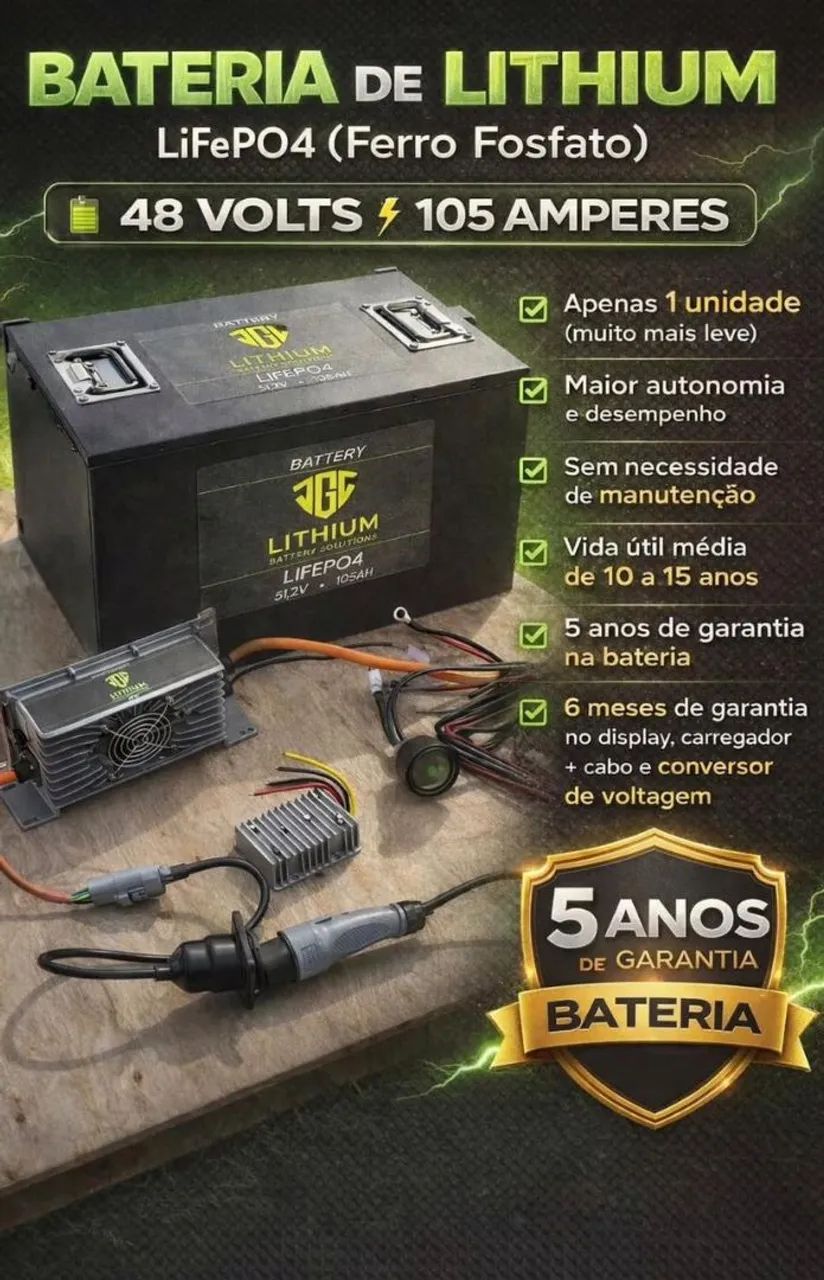 Bateria lítio carrinho de golfe a mais em conta com 5 anos de garantia.