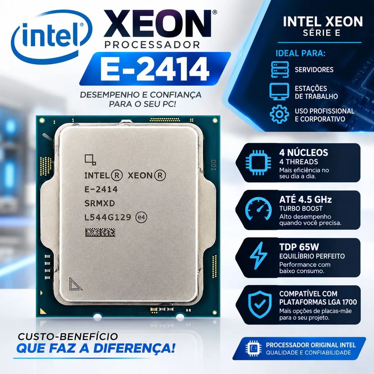 INTEL XEON E-2414 - 4 NÚCLEOS - TURBO 4.50GHz - DDR5