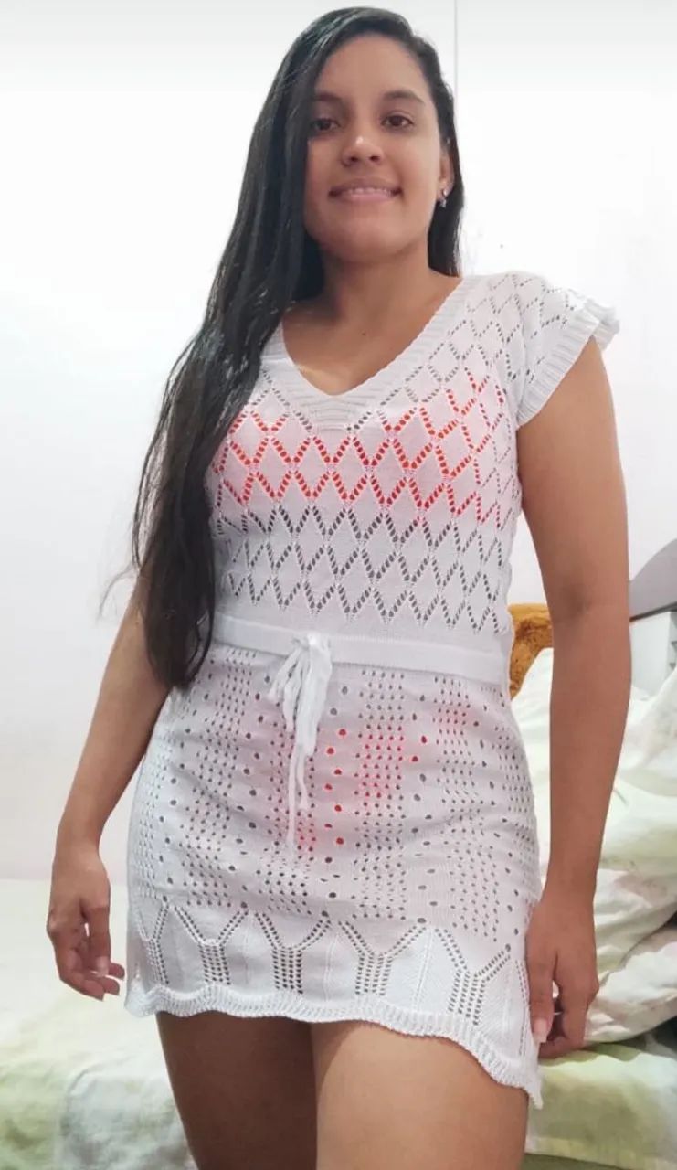Saída de praia vestido no tricot 