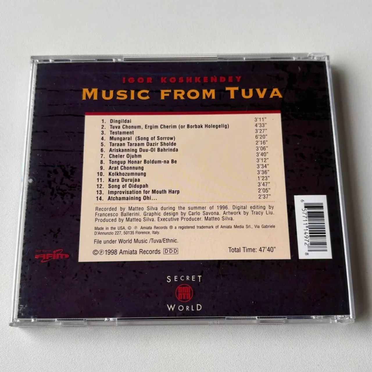 Music From Tuva Igor Koshkendey Cd Importado U.S.A.  1998 - Foto 2
