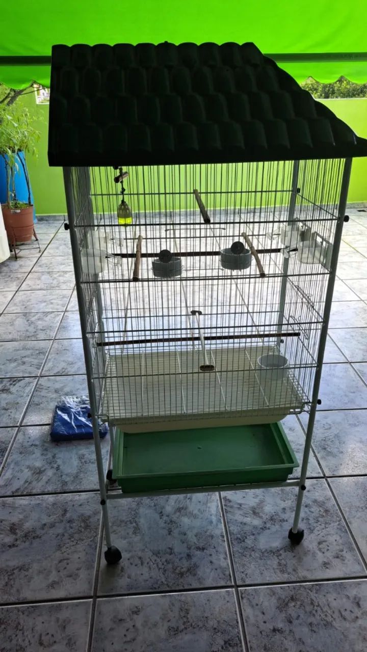 Viveiro grande super luxo Aves l40cm* 64cm*150cm Verde Folha Montada tapete -Vitrine ZN SP - Foto 2