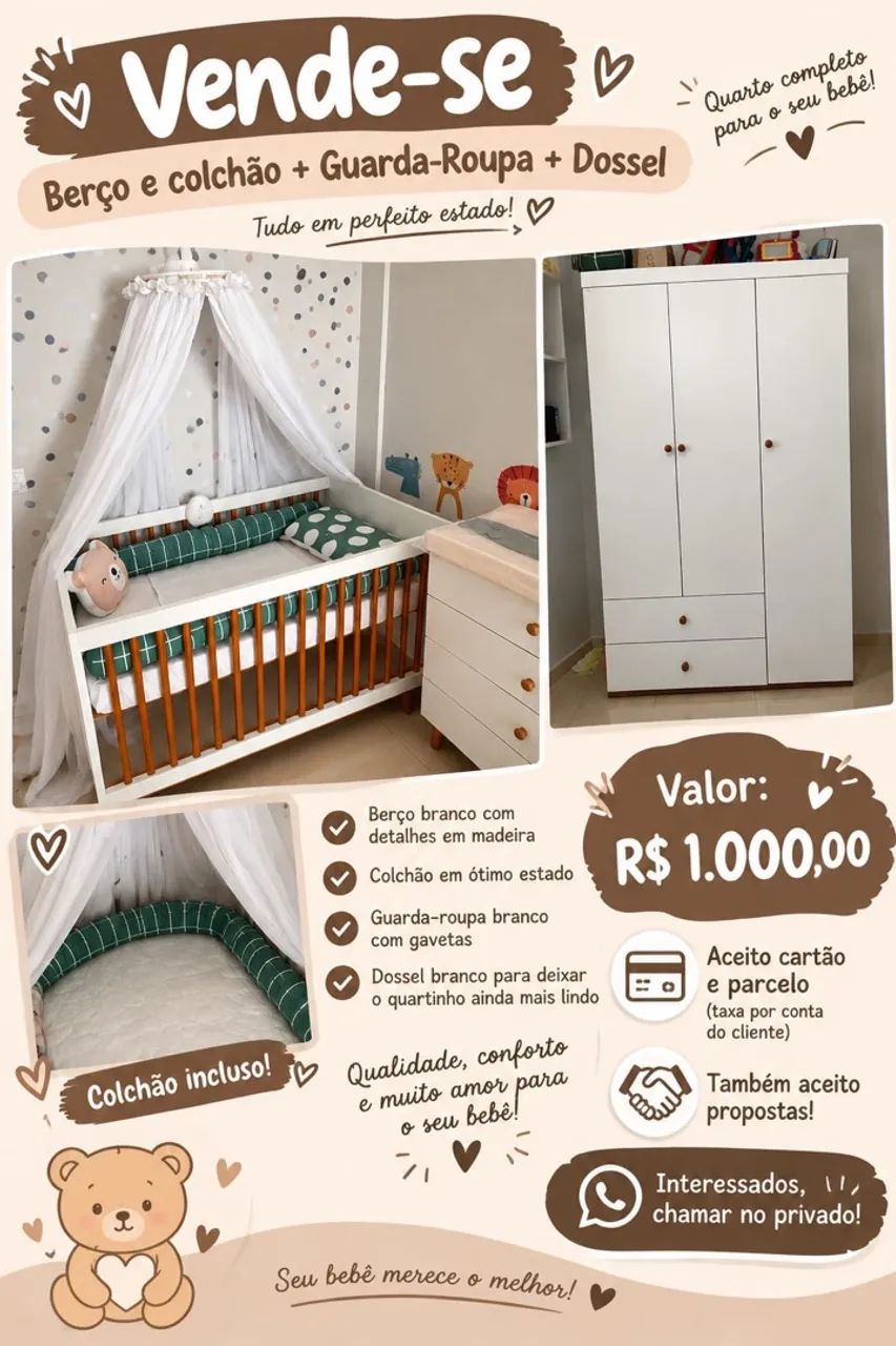 Vendo berço e guarda roupa 