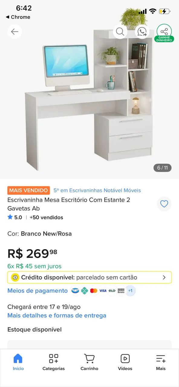 Estante branca com cadeira de escritório  - Foto 2