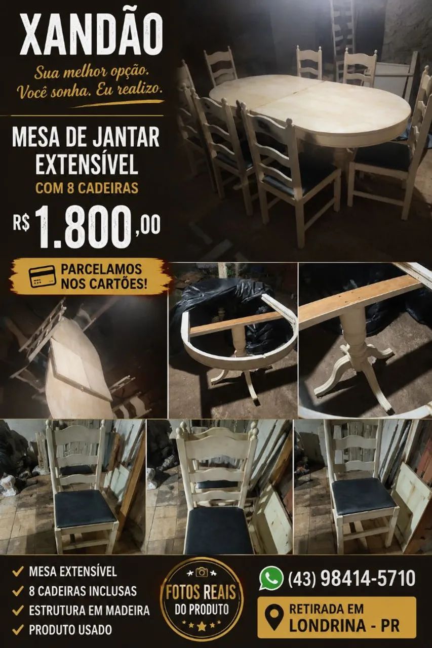 Mesa de jantar extensível 8 cadeiras - Foto 3