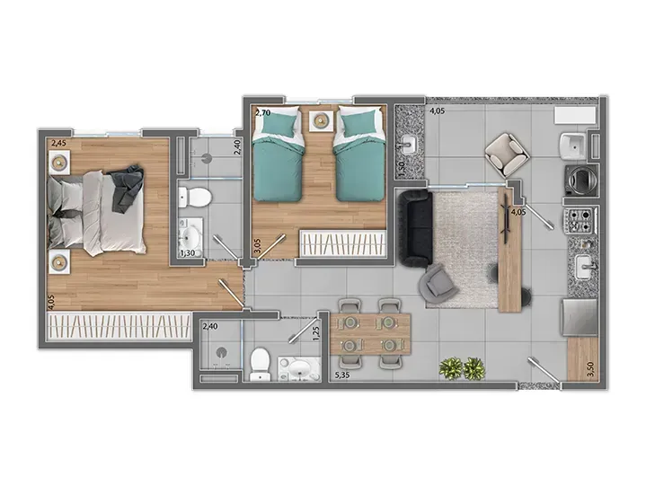 PLANTA 59m²