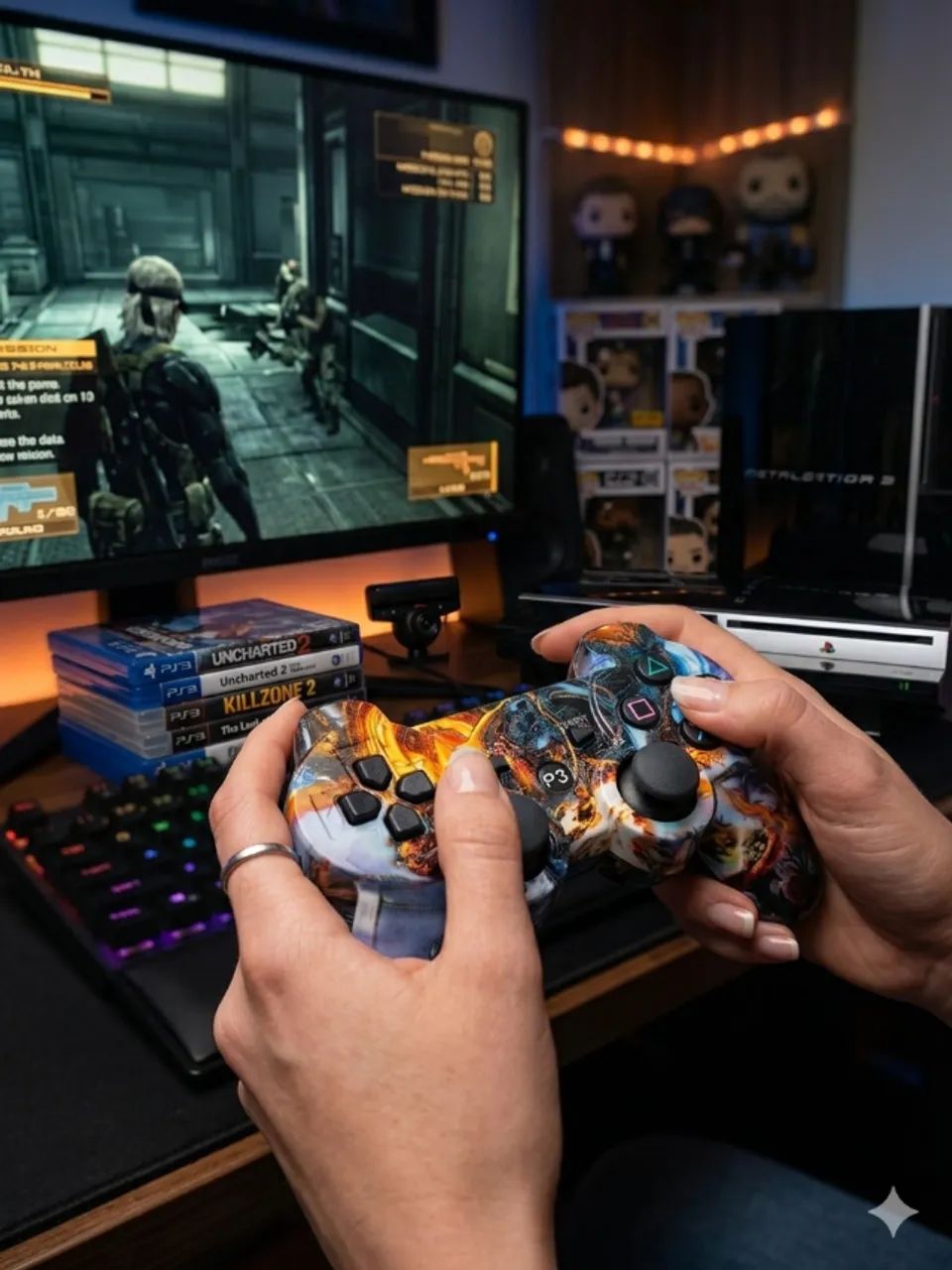 Controle Sem Fio (Wireless) Doubleshock P III Estampado - Para PS3 - com sensor de movimen - Foto 5