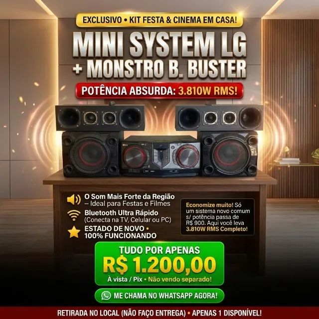 Conjunto Mini System LG 810w + Caixas Cornetas Twitters 3000w