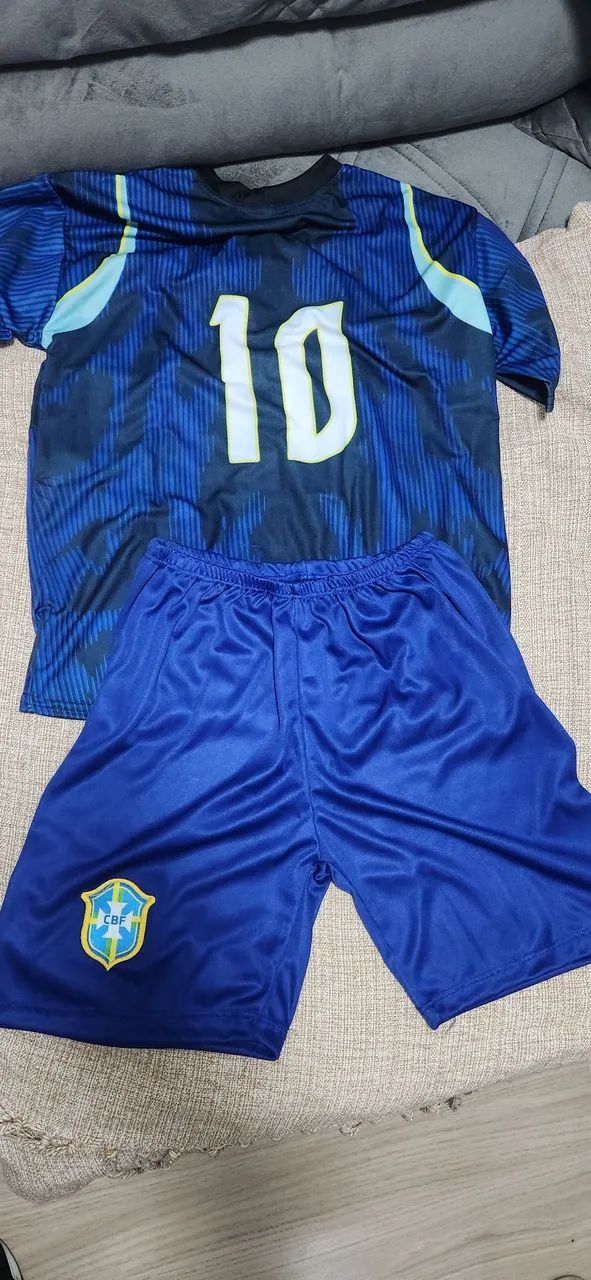 Conjunto de short e blusa Infantil do Brasil Azul Copa II - Foto 2