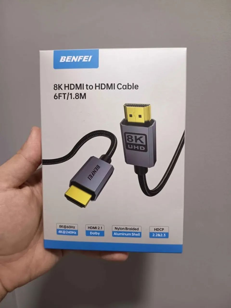 Cabo HDMI 8k de alta velocidade certificado 4K 240Hz OU 8k 60Hz 1,8metros
