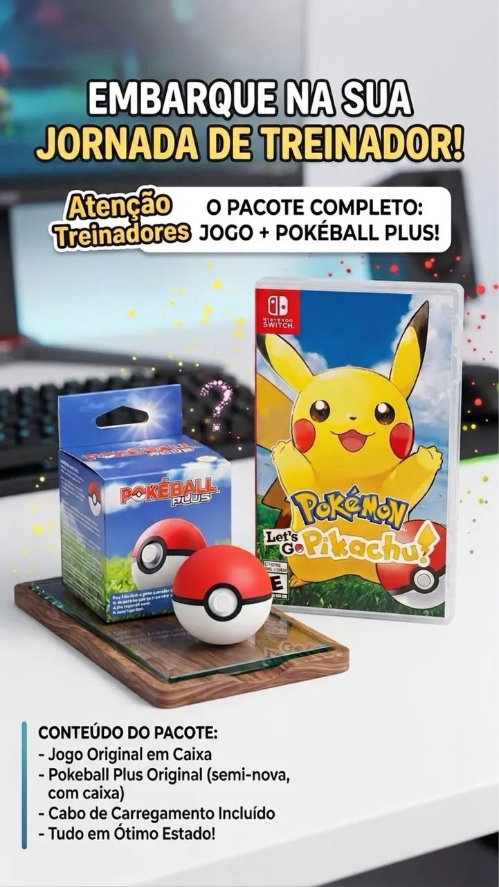 POKÉMON: JOGO LETG GO + POKÉBALL PLUS NINTENDO SWITCH - Jogos de