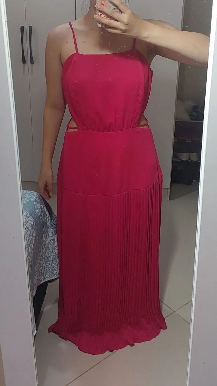 Vestido Longo Rosa Colmeia 