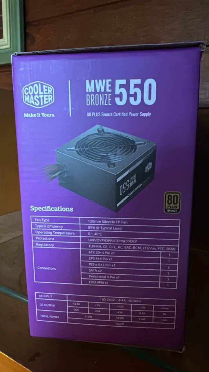 FONTE COOLER MASTER MWE BRONZE 550W - 80 PLUS BRONZE - Foto 2