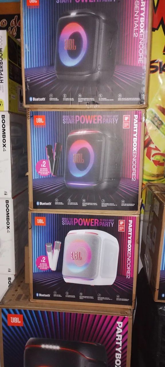 Jbl encore2 com 2 microfones e encore2 essencial apenas 2.300 e