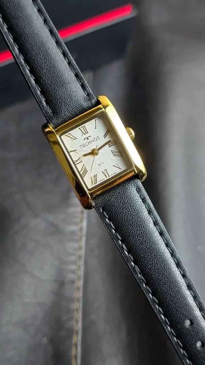 Relógio Technos Mini Quadrado dourado couro 2036NCL/0K - Foto 5