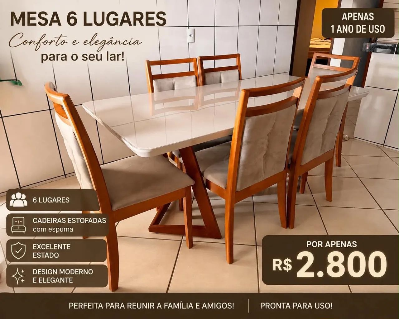Mesa com 6 Cadeiras