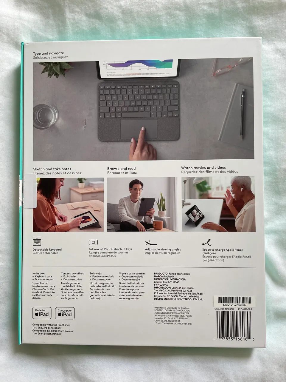 Capa Logitech teclado e touchpad iPad Pro 11 - 1ª a 4ª gerações (até m2) - Foto 2