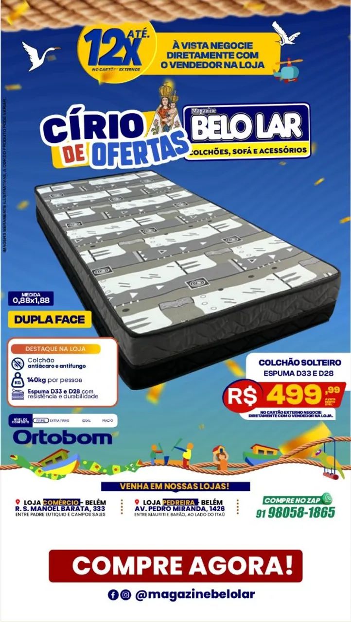 Colchão Solteiro Espuma Dupla Face