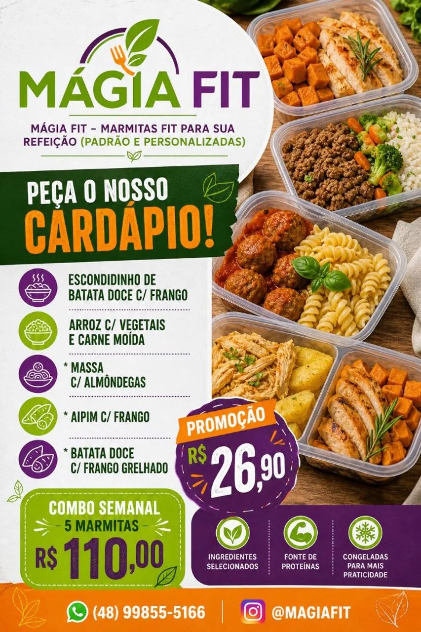 Marmitas Fit Congeladas - Kit Semanal e Pratos Avulsos