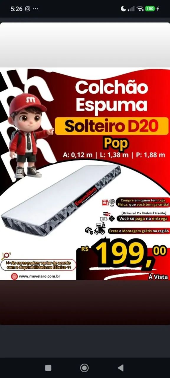 Colchão solteito