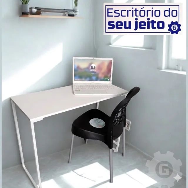 Mesa de Estudo NOVA Escrivaninha Multiuso Estilo Industrial Notebook Computador Escritório - Foto 2