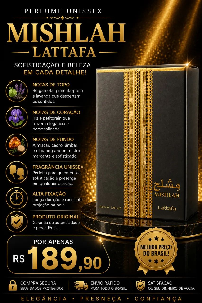 Perfume Lattafa Mishlah 100ml Unissex, Original 