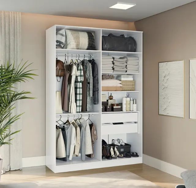 Guarda-Roupa Sem Portas Closet 2 Gavetas Kappesberg Adapt Branco 158cm ...