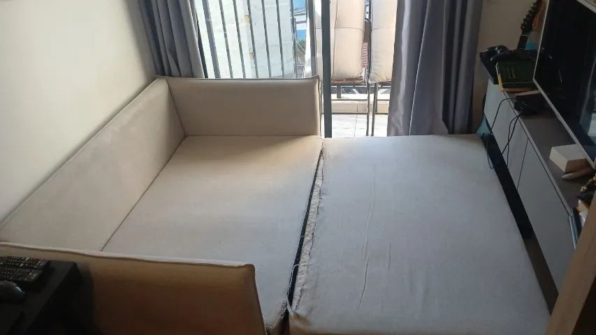 Sofá-Cama 2 Lugares de Linho Bege - Foto 3