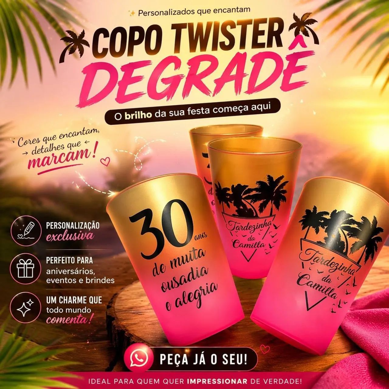 Copos degradê festa personalizado 