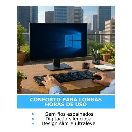 Kit Teclado E Mouse Sem Fio Bluetooth Wireless 2.4ghz Usb Ultra Slim Compacto Android Pc  - Foto 2