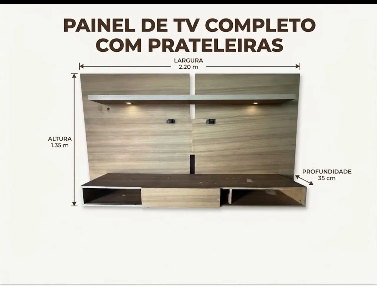 Painel com prateleira e led