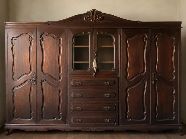 Guarda- roupa em jacarandá estilo chipandelle com 6 portas