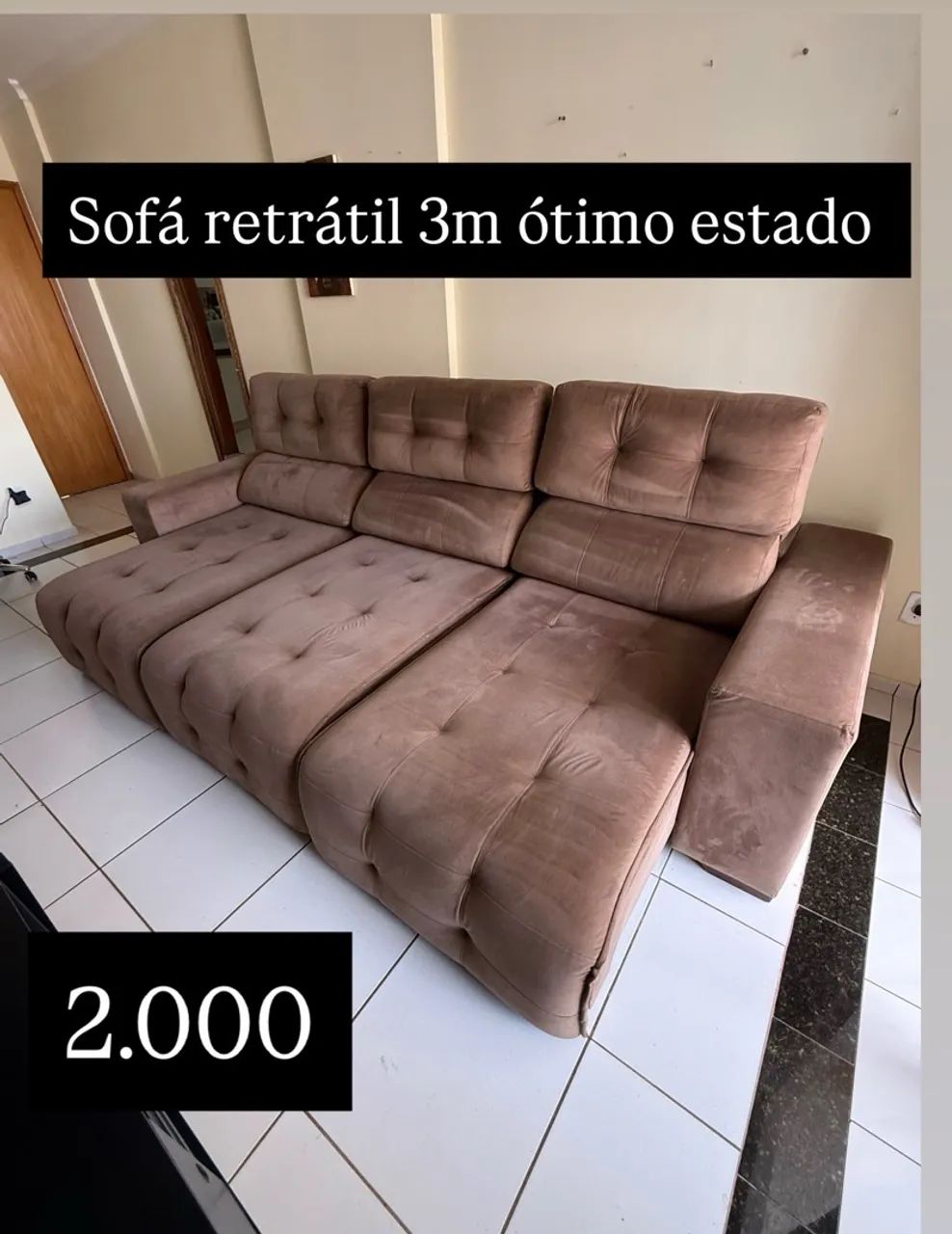 Sofá retrátil 3m em ótimo estado. aceito cartão 