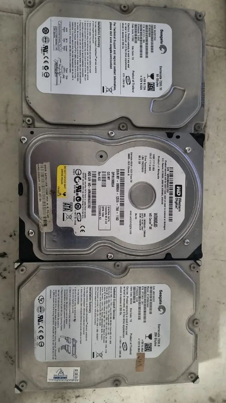 Informática - HD 80, 80 e 250 100,00 os três 
