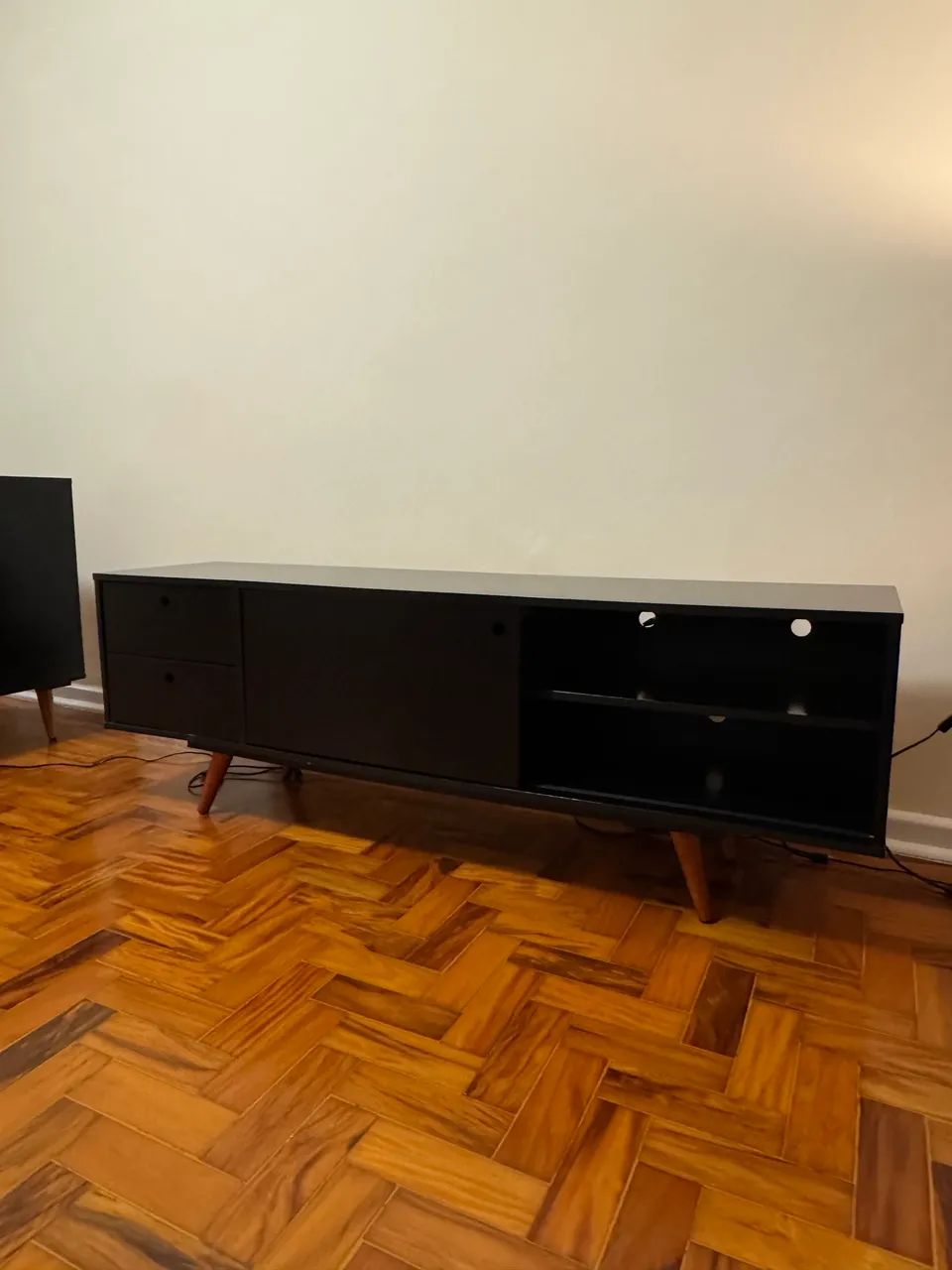 Rack Retrô Weimar Preto 162 cm