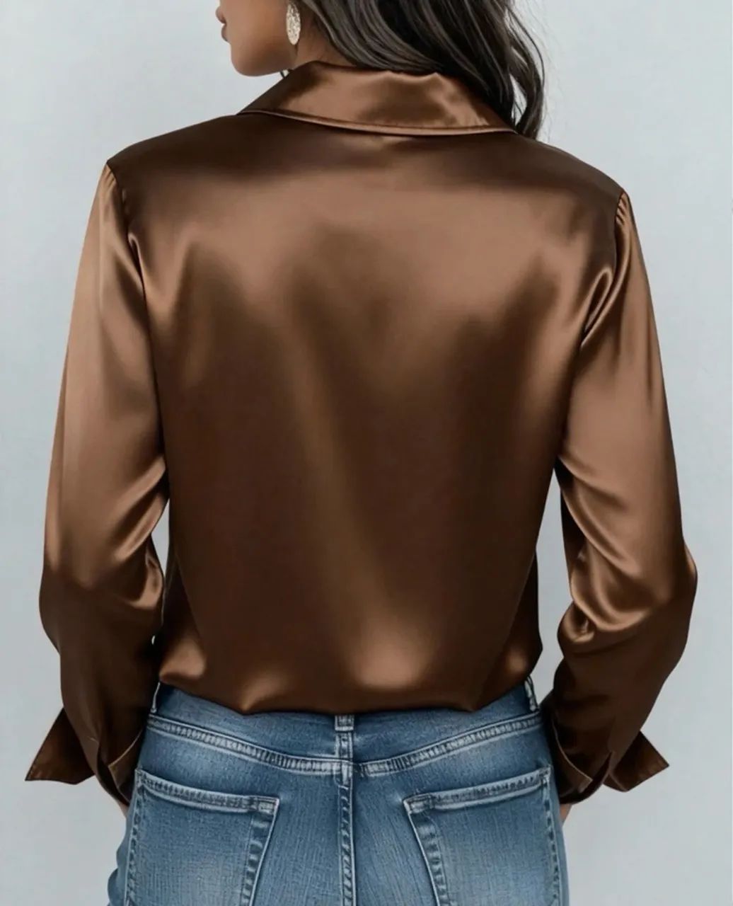 Blusa Marrom Cetim SHEIN - Foto 2