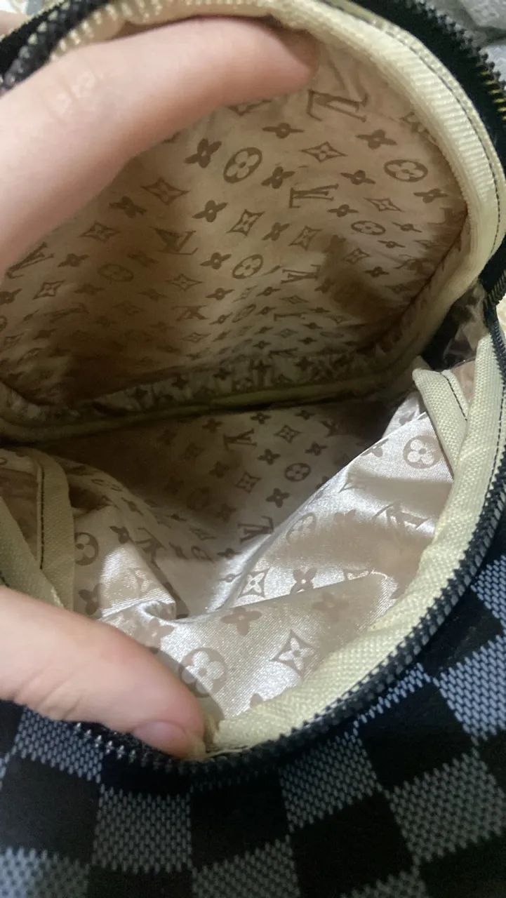 Bolsa Transversal Masculina / Shoulder Bag Preta Quadriculada - Foto 4