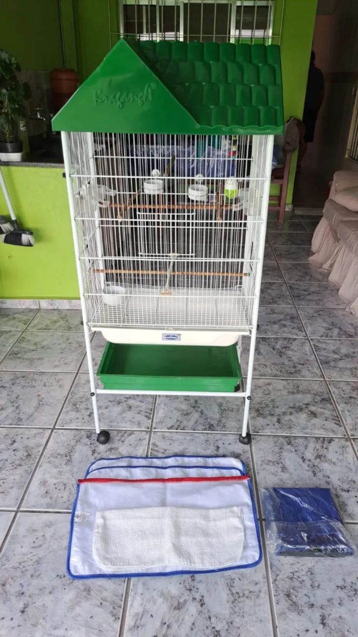 Viveiro grande super luxo Aves l40cm* 64cm*150cm Verde Folha Montada tapete -Vitrine ZN SP