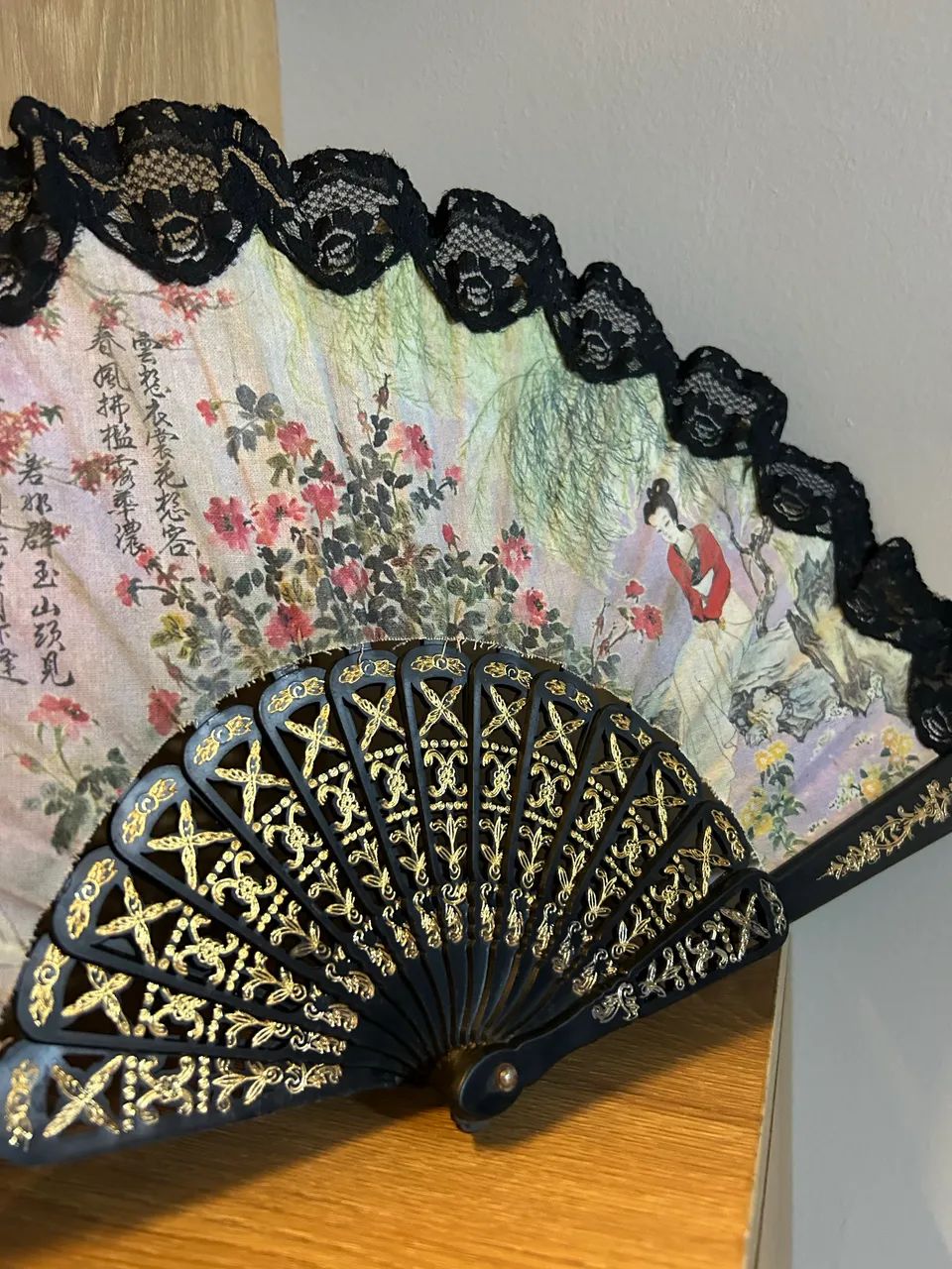 Antigo leque oriental 40 cm - Foto 3
