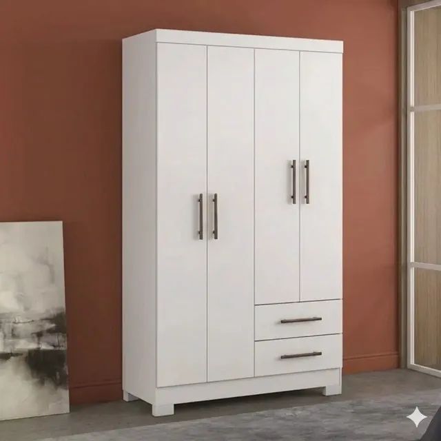 Roupeiro Vitória Branco Com 2 Gavetas Novo