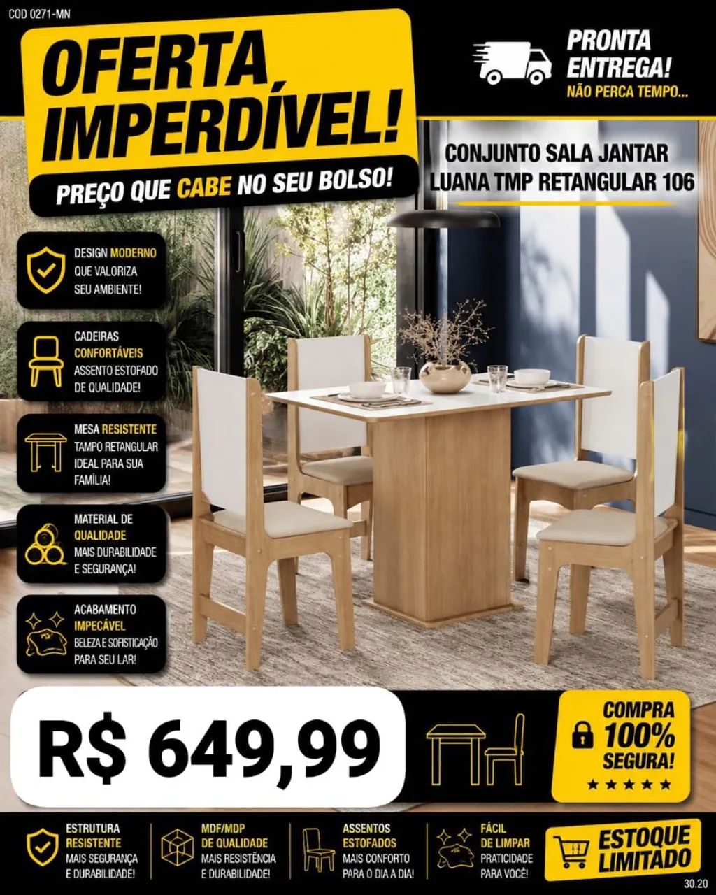 MESAS DE JANTAR FRETE GRÁTIS  - Foto 3