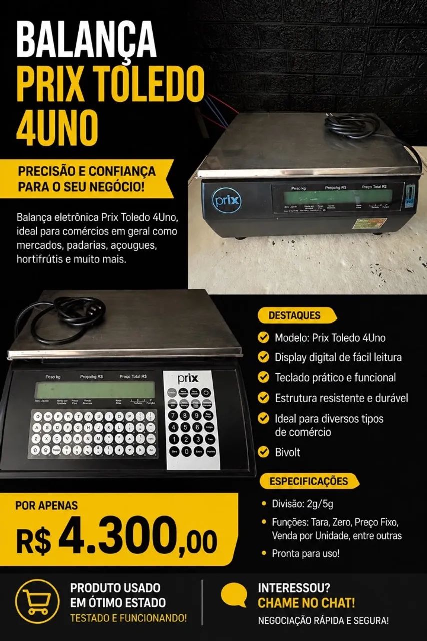 Balança Eletrônica Prix Toledo 4Uno - Perfeito Estado ( Funcionando)
