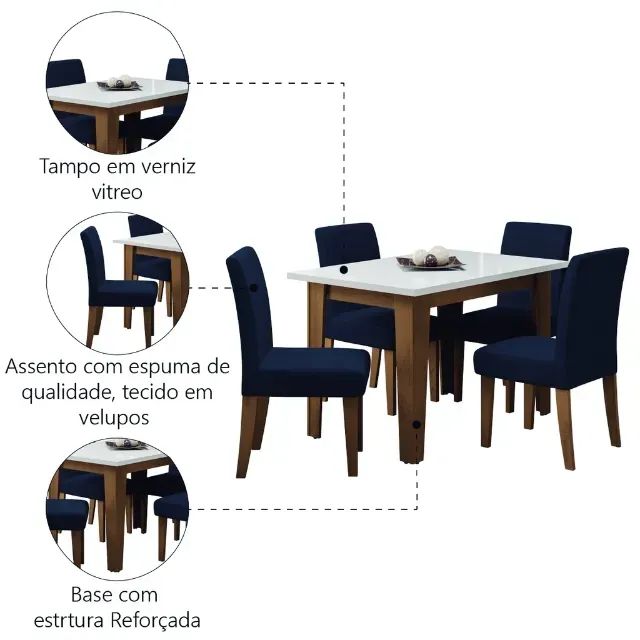 Mesa de Jantar Tok Com 4 Cadeiras  - Foto 2