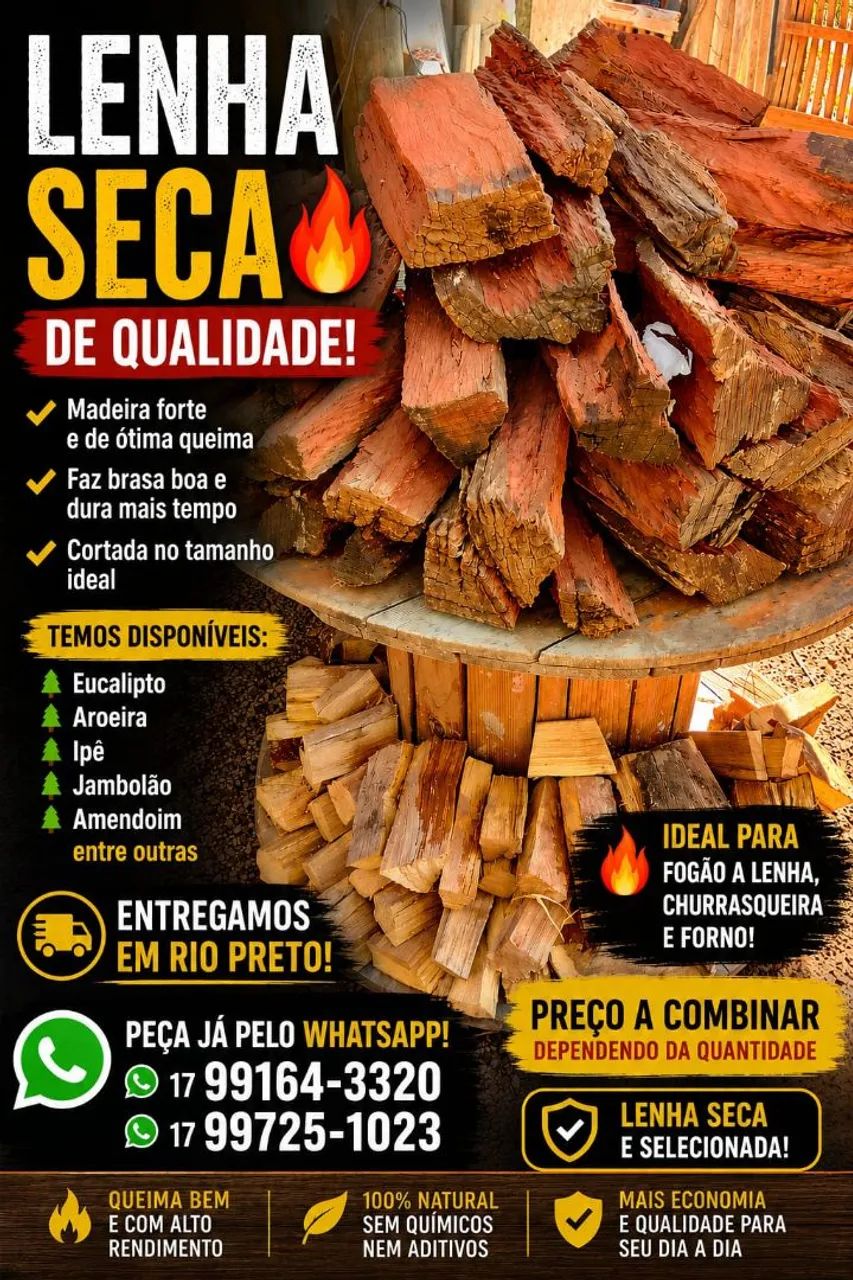 ? Lenha seca de Qualidade - entregamos em Rio Preto ?