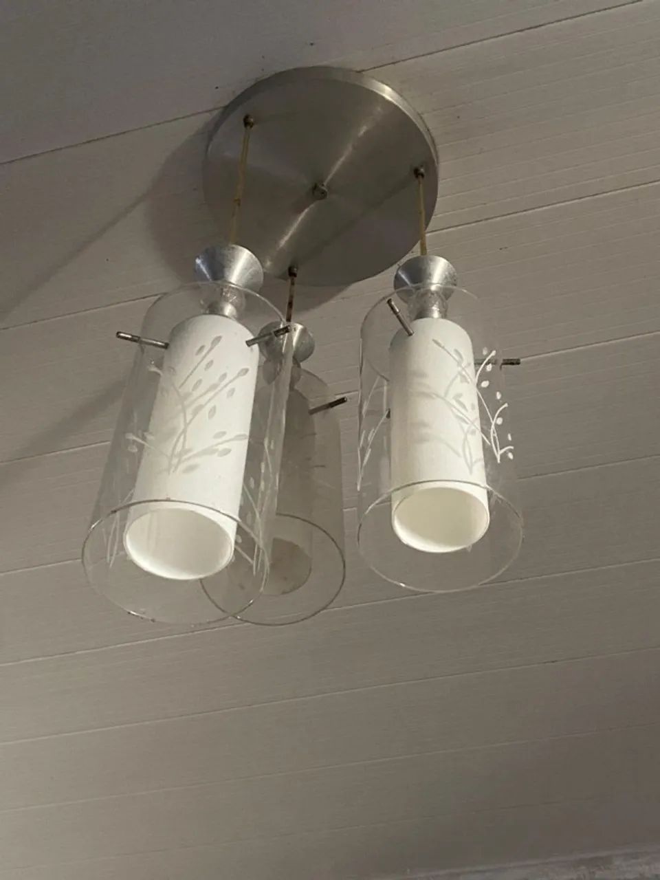 Lustre pendente triplo de vidro - Foto 2