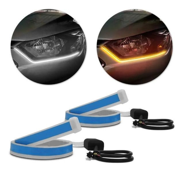 Fita De Led Drl Dual Color 3000k 6000k 12v 45cm Universal