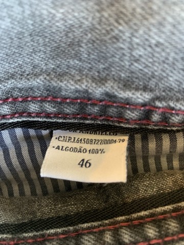 Calça Jeans Original Fideli Cintura + Baixa Slim Fit Tamanho 46 Cor Cinza - Ótimo Estado - Foto 3
