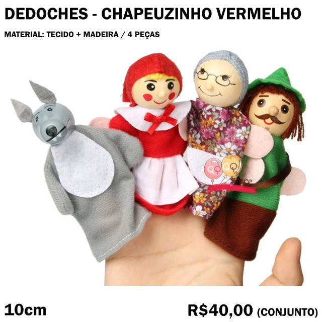 Conjunto Dedoche Chapeuzinho Vermelho