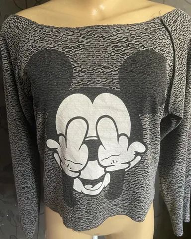 Divided H&M Black Long Sleeve Sweatshirt Disney Mickey Mouse Logo