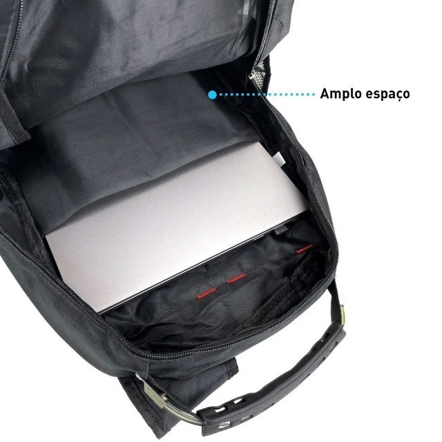 Mochila Grande Cabo de Aço Viagem Reforçada Notebook Executiva - Foto 4