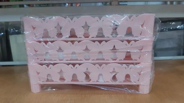 organizador multiuso cesto 3 andares fuy382 futuro 22cmx30cm-rosa - Foto 3